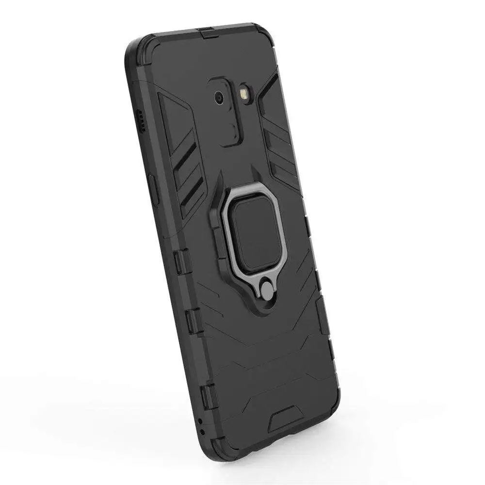 Luxurious Shockproof Silicone Armor Phone Case with Metal Ring Holder