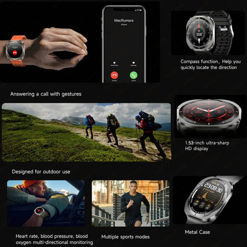 2026 New Watch 7 Ultra Smart Watch Men 3D Display Sport Bluetooth call SmartWatch GPS NFC Compass Blood oxygen Smartwatch Women 4