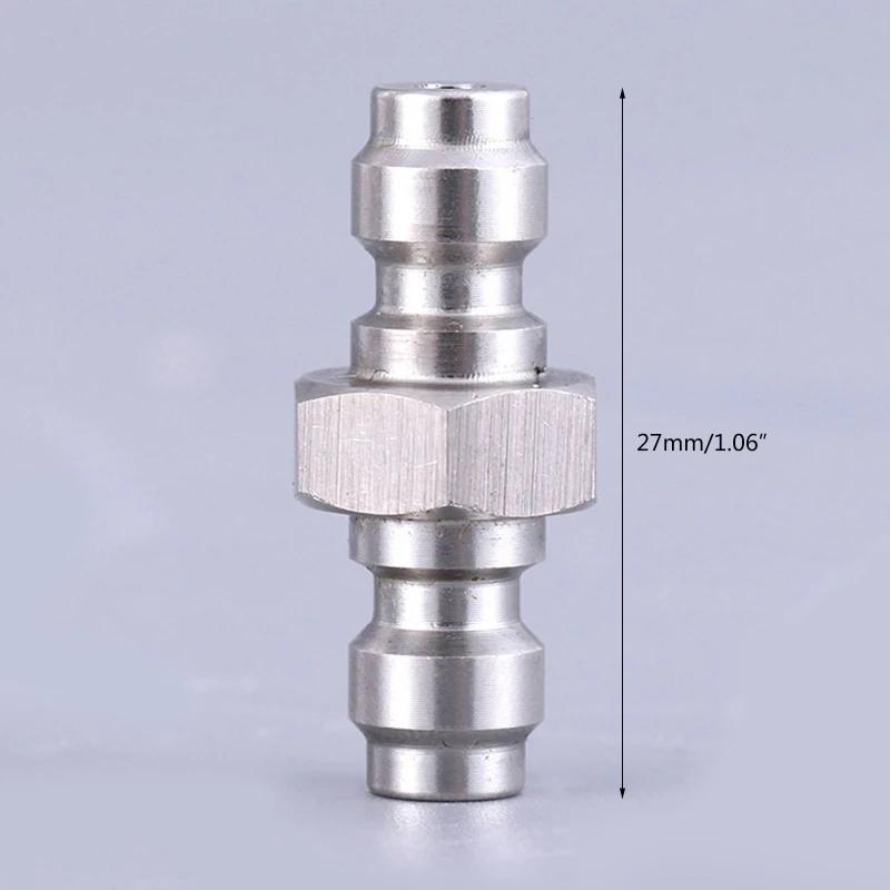 Universal 8mm Dual Male Foster Quick-Disconnect Coupling Paintball Fill Adapter Nipple Air Tool Fittings Stainless Steel