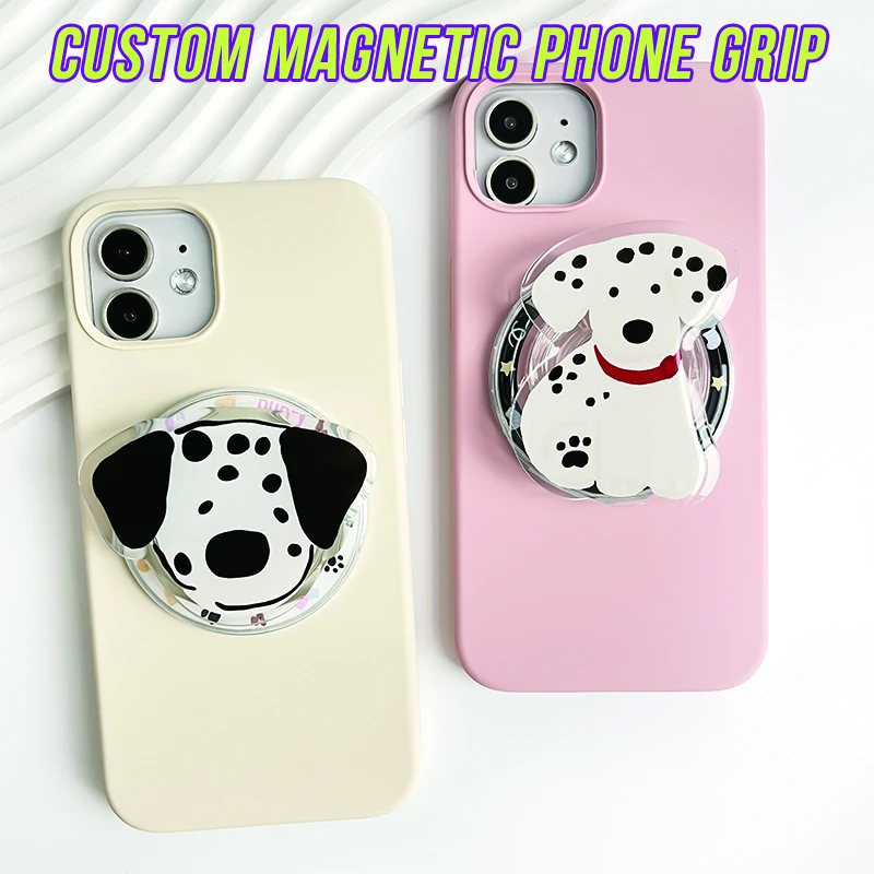 Custom Cartoon Design Acrylic Magnetic Phone Grip and Stand with Personalized Photo Logo