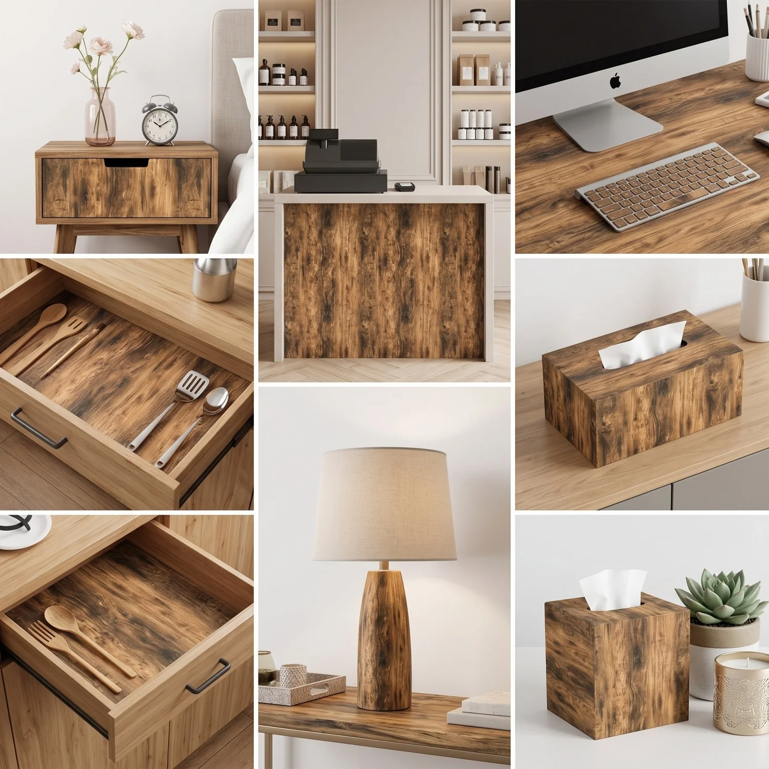 Waterproof Self-Adhesive Vinyl Wood Wallpaper Roll for Home Décor and Furniture Renovation