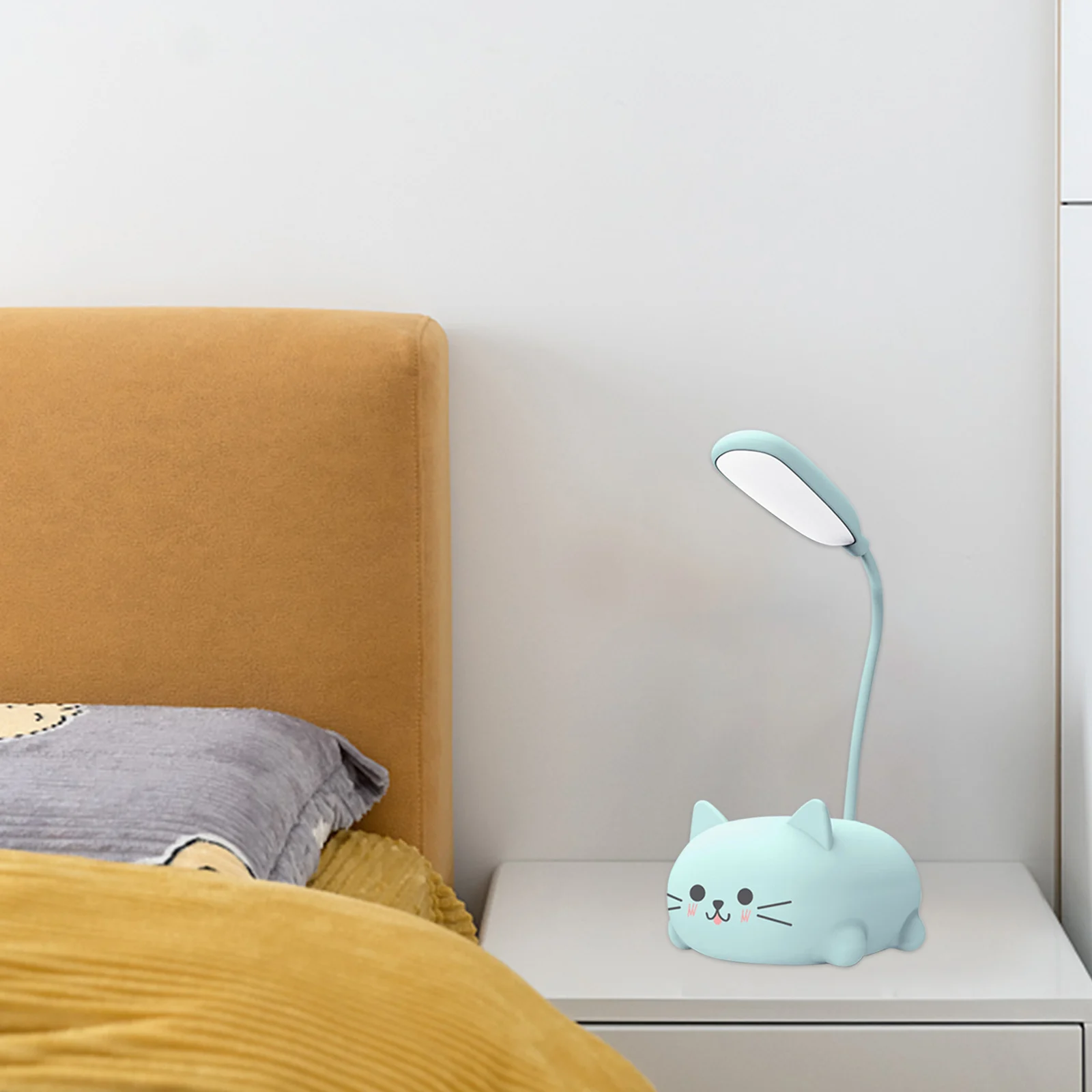 USB LED Table Light Foldable Cute Cat Eye Protection Lamp Rechargeable 400mAh Adjustable Gooseneck Kids Gifts for Bedroom Office 3