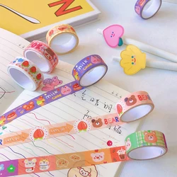 Ensemble de bandes Washi ours lapin mignon 1.5cm x 3m, bandes de masquage japonais en papier, autocollants de papeterie décorative pour Scrapbooking 