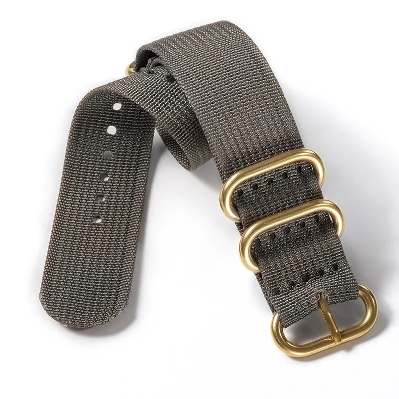 Versatile Ribbed Nylon Watch Strap with Silver, Black, and Gold Ring Buckle