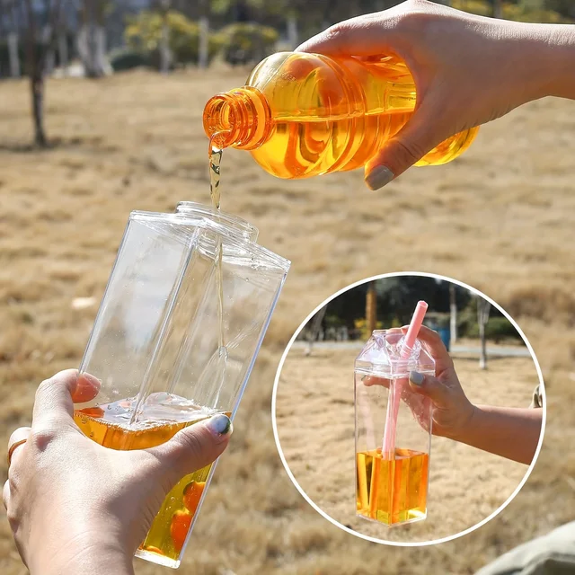 Creative Transparent Water Bottle Milk Cardboard Bottles Milk Juice Box Reusable Portable For Outdoor Sports Travel And Camping 4