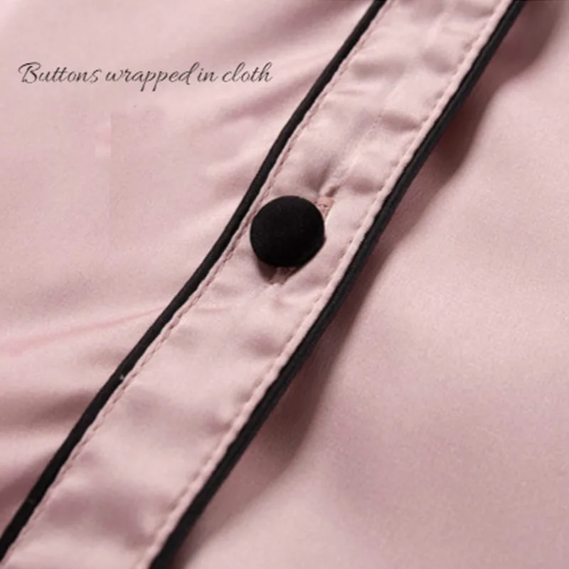 Silk Pajamas for Women Home Suit Heart Embroidered Pyjamas Pj Set Satin Nightwear Sleepwear 2020 Pijama Verano Mujer