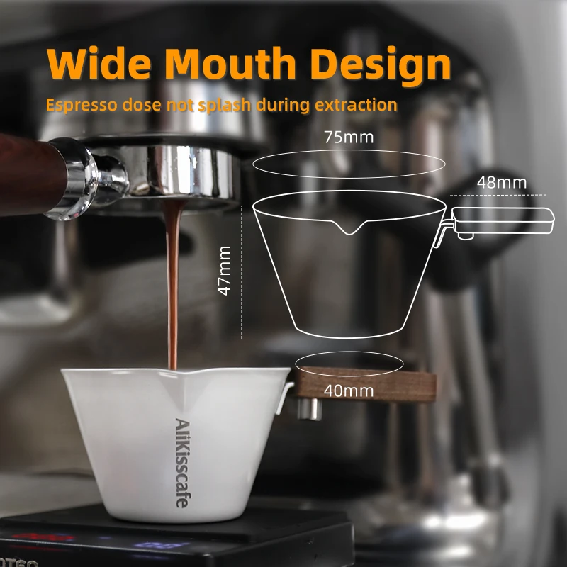 Elegant Stainless Steel Espresso Pouring Cup with Wood Handle & Precise Scale - 120ml