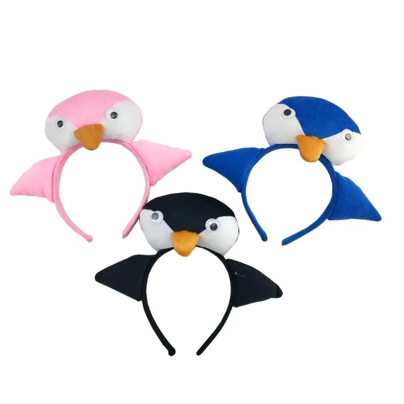 Adults Kids Plush Cartoon Bird Parrot Penguin Owl Animals Headband Birthday Party   Cosplay Costume  Christmas Halloween