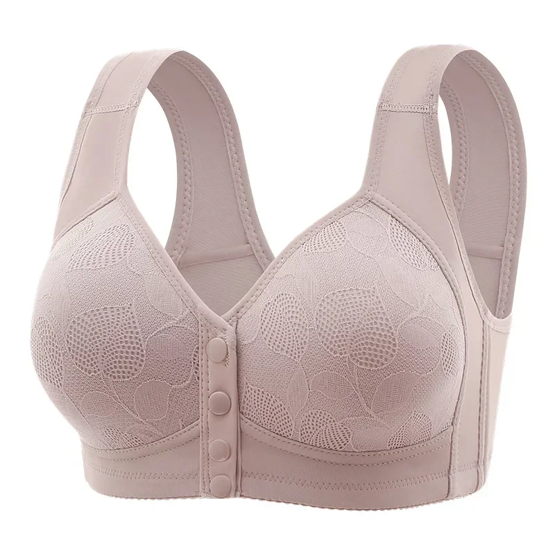 Mother Front Open Buckle Bra Underwear Brassiere Large Size Bra Without Steel Ring Thin Section Vest Type Mom breathable Brassie 5