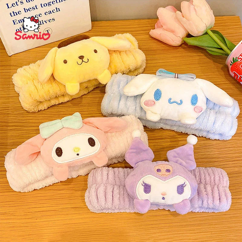 

Повязка на голову Sanrio Cinnamoroll, Kawaii, повязка на голову с аниме рисунком девушки, для мытья лица, для макияжа, изысканная анимационная периферийная принадлежность