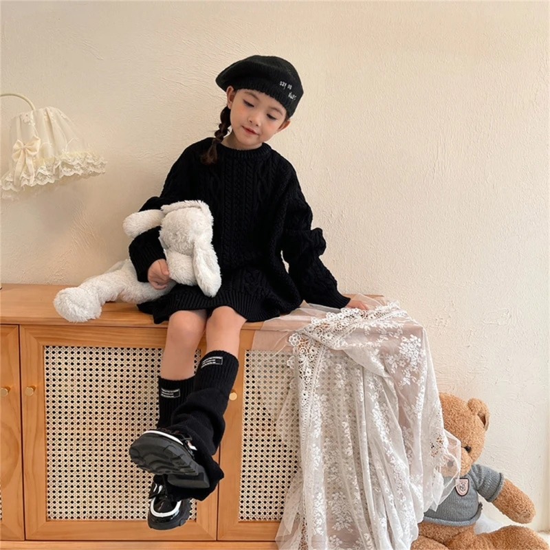 Kids Leg Warmers for Autumn Spring LolitaStyle Girls Knee High Socks Bells Bottom Leg Covers Knit Breathable Stockings