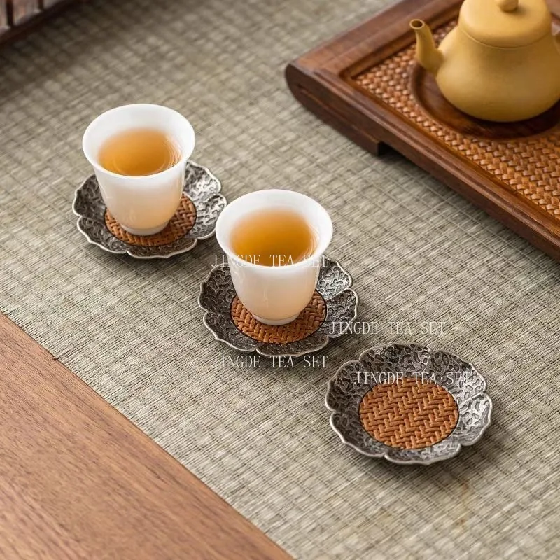 Alloy Rattan Coaster Chinese Style Heat Insulation Kung Fu Tea Ceremony Tea Mat Anti Slip and Heat-resistant Tea Set Accessories
