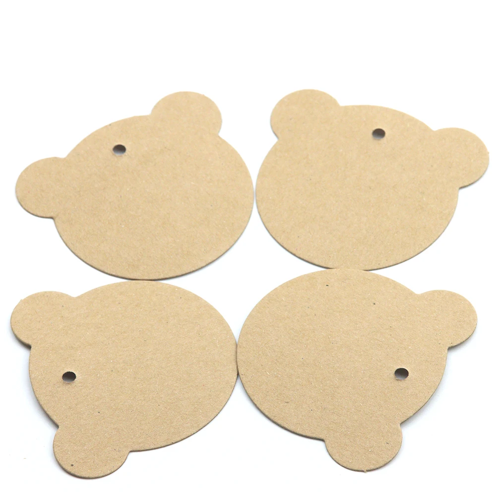 

30PCS 6CM Kraft Paper Bear Head Blank Label Love Note Wedding Remarks Price Tag Wedding Decoration Gift Card