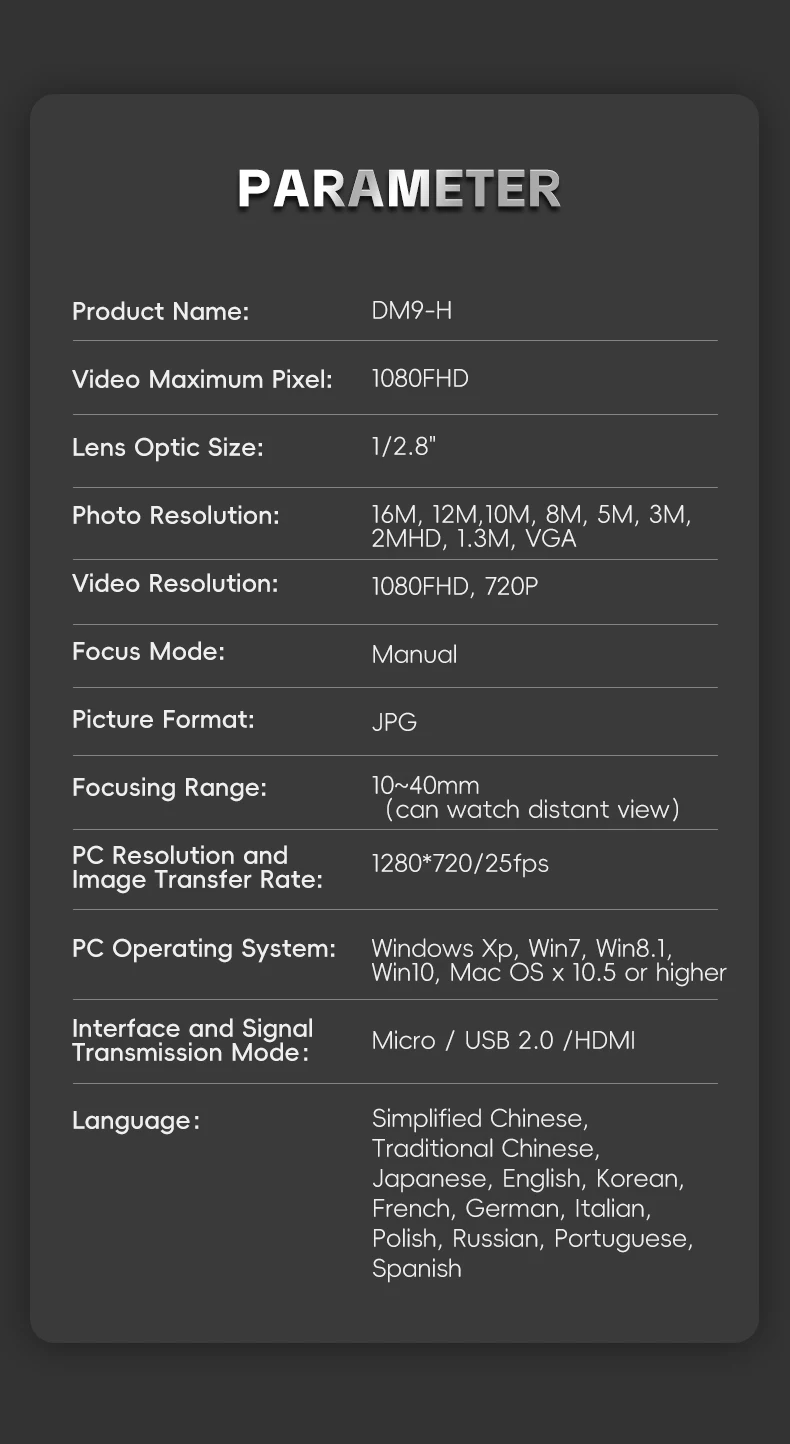 1200X HDMI Microscope with 7 inch IPS Screen 16MP Digital Microscope with 10 LED