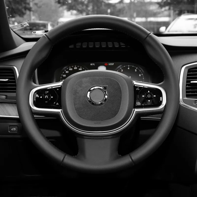 자동차 인테리어 스티어링 휠 센터 라벨 스티커, 알칸타라 스웨이드, 볼보 XC60 S60 S90 XC40 XC90 V60 V90 S80 V70 에 적합