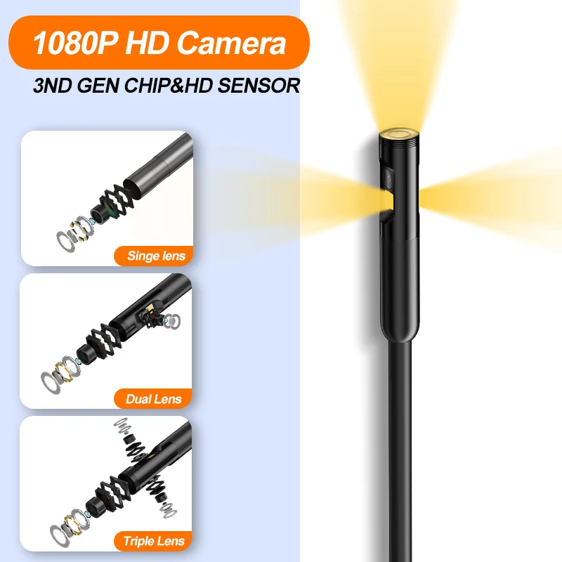 4.5인치 IPS 산업용 내시경 카메라 1080P HD 자동 초점 8mm 카메라 1920P 방수 보어스코프 카메라 차량 하수 검사용