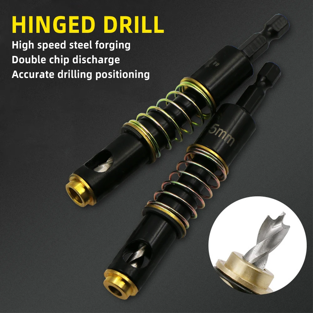 

HSS Brass Self Centering Hinge Twist Drill Bits 1/4 "and 5mm Screw Hole Saw Woodworking Reaming Cabinet Tool