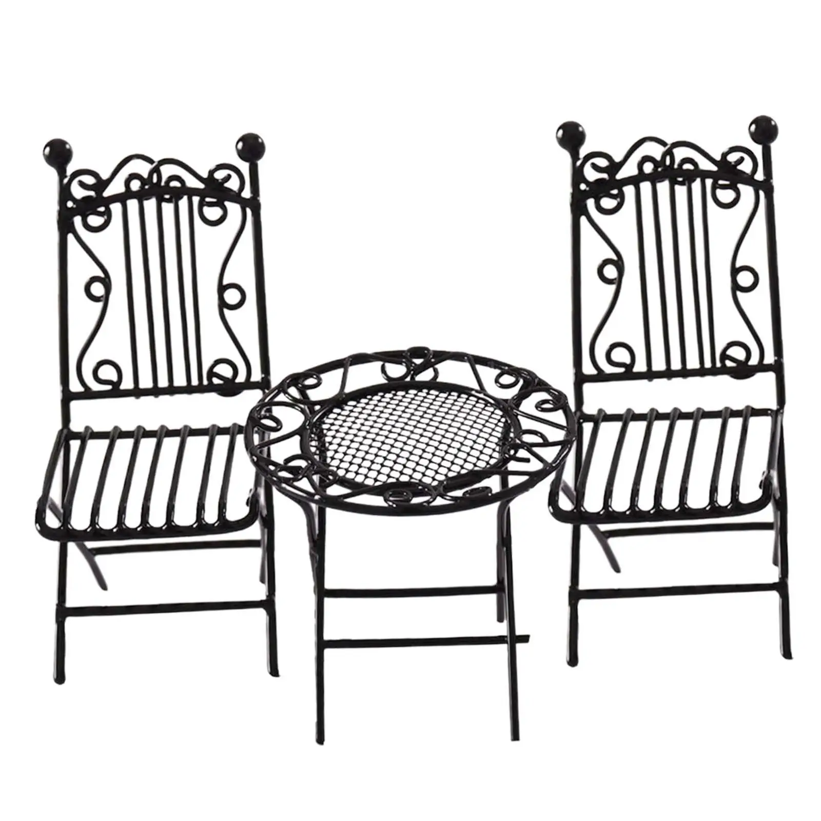 3 Pieces 1/12 Coffee table chair Miniature Table and Chair Miniature Furniture Room