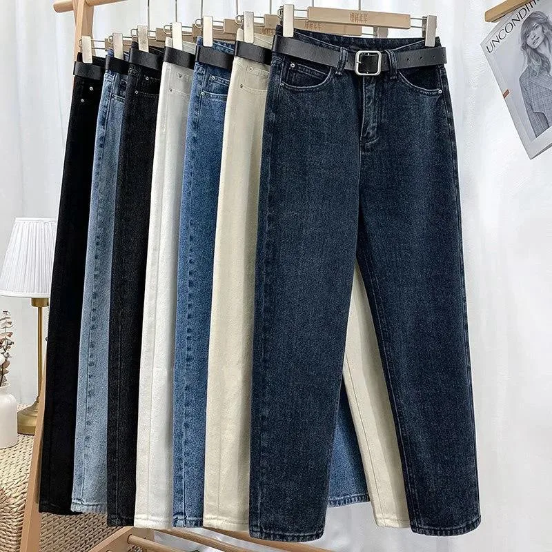 

Fashion High Waist Straight Baggy Jeans Boyfriend Jeans for Women Slim Loose Denim Trousers Casual 6 Colors Harlan Pants