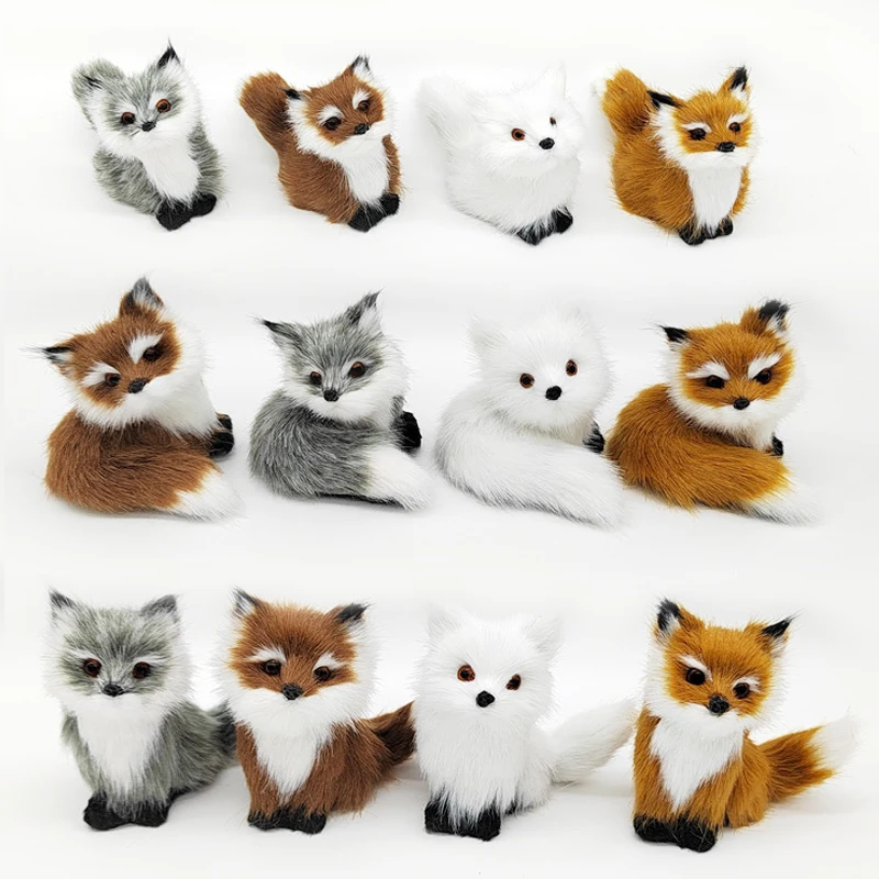 

Mini Plush Simulation Fox, Squatting Fox Model, Home Decoration Crafts, Static Stuffed Doll, Animal Figurine, Party Gifts
