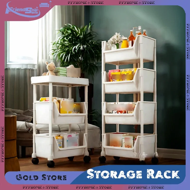 Storage Rack Storage Rack Trolley Portable with Wheels Large Capacity Space Saving for Kitchen Bathroom Living Room Multi-Purpose Organizer