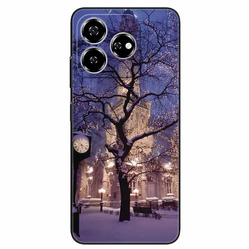 Stylish Black TPU Soft Silicone Phone Cover with Artistic Design