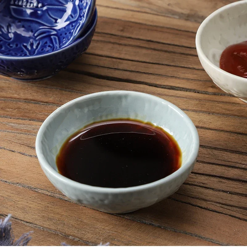 Ceramic Plate Retro Kiln Glaze Dinosaur Plate Barbecue Mini Dipping Dish Sashimi Sushi Soy Sauce Dishes Home Desktop Snack Plate