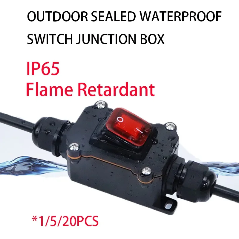 Selado Impermeável Auto Boat Marine Rocker Switch com Led Caixa de Junção ao ar Livre Cabo de Alimentação em Linha Ligado e Desligado Ip65 16a 12v24v 220v
