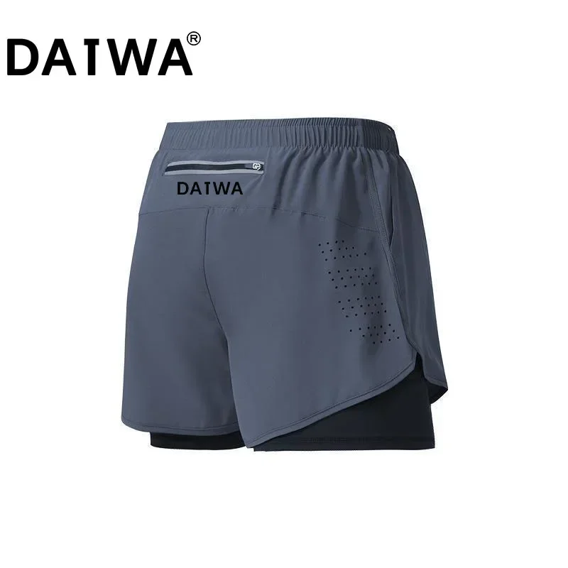 Datwa Summer Quick-drying Fishing Shorts Solid Color Casual Sports Beach Running Shorts Straight Elastic Waist Fishing