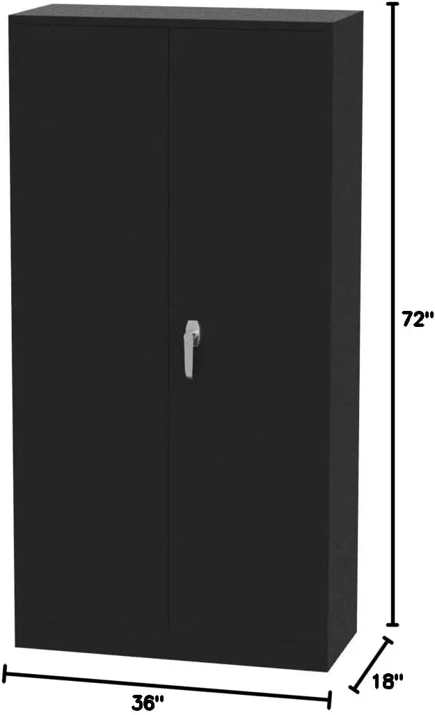 Metal Storage Cabinets 72” Black Garage Steel Storage Cabinet with Doors and Shelves, Metal Tool Cabinet, Steel File Cabinet . 3