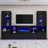 3 Piece Modern High Gloss Fireplace TV Stand + Bookcase Set for Living Room Includes 68" TV Stand with 40" Fireplace 5