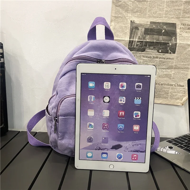 маленький рюкзак Canvas Women Small Backpack Vintage Feminina School Mini Backpack Women  Bagpack Female Solid Girl Mochilas