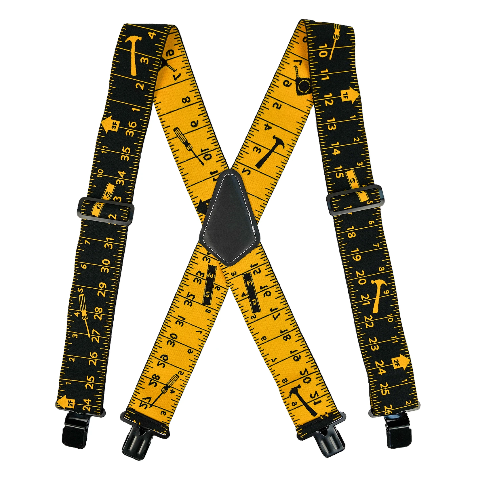 Men Suspender Tape Measure Pattern Fully Strength Elastic Heavy Duty Clip Ruler