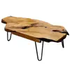 Natural Wood Live Edge Coffee Table Unique Rustic Desktop Sturdy Construction Versatile Functionality Perfect Living Room Decor 2