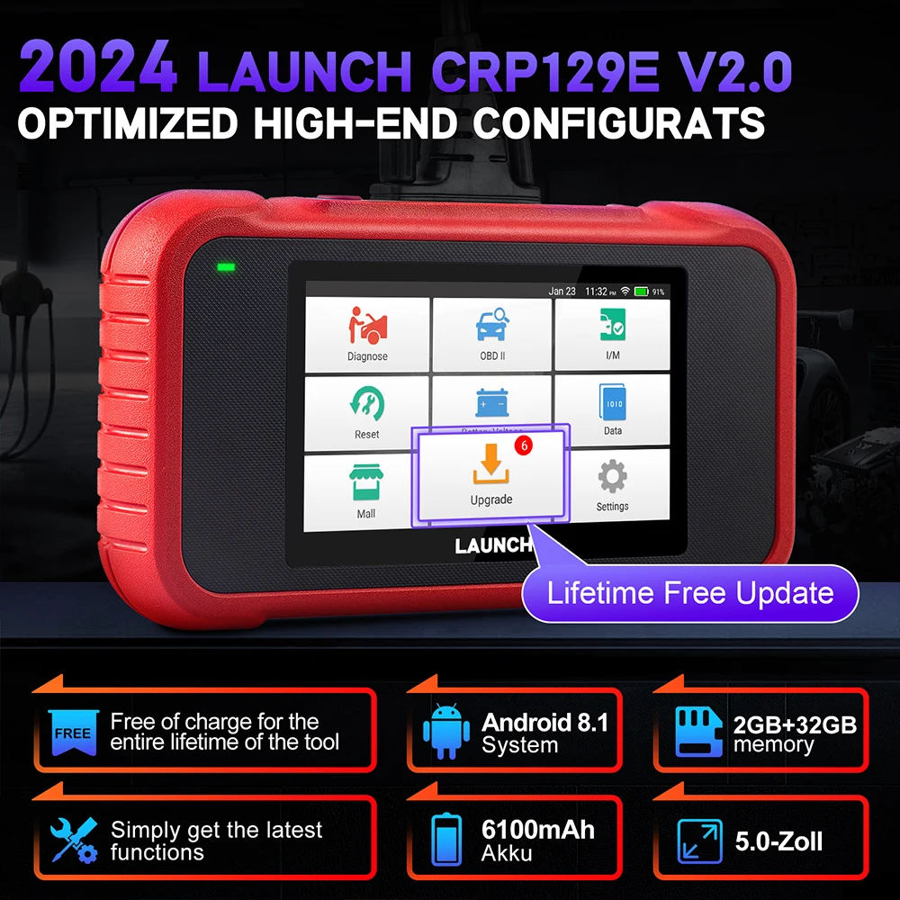 2025 LAUNCH CRP129X OBD2 Scanner Diagnostic Tool - ABS SRS SAS TPMS EPB - Lifetime Free Update