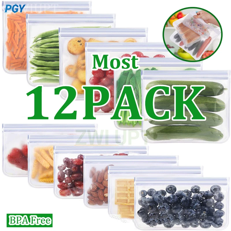 SiliconeFoodStorageBagKitchenReusableLeakproofContainersFreshBagFreshWrapZiplockBag