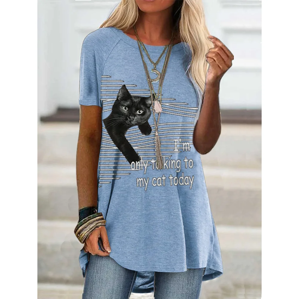 T-shirt Débardeur Imprimé Chat Gris Et Noir Taille 14 Ans - Occasion Très Bon état, Coton