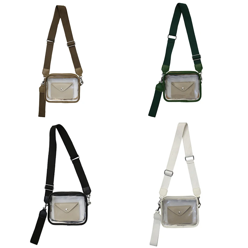 

Transparent Crossbody Bags Simple Zipper High Street All-match Couples Fashion Clear Handbags PVC Harajuku Small Tote Bag