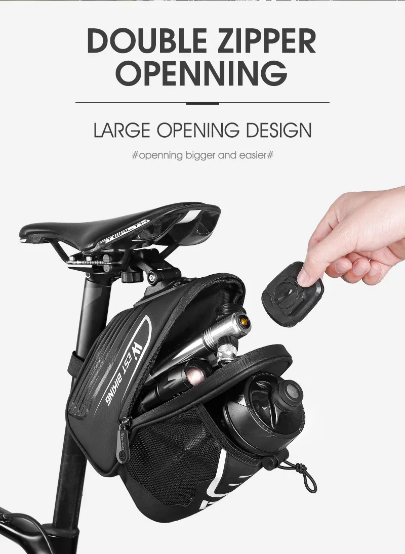 Sacoche De Selle WEST BIKING YP0707394 – 0,5L – Étanche – Noir – Neuf