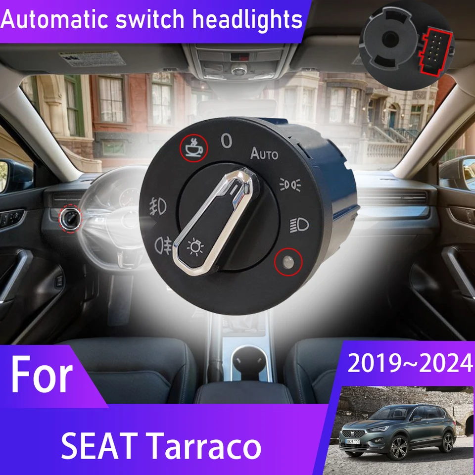 Car Headlight Automatic Switch For SEAT Tarraco KN2 2019 2020 2021 2022  2023 2024 Accessories Auto Light Control Upgrade Tuning