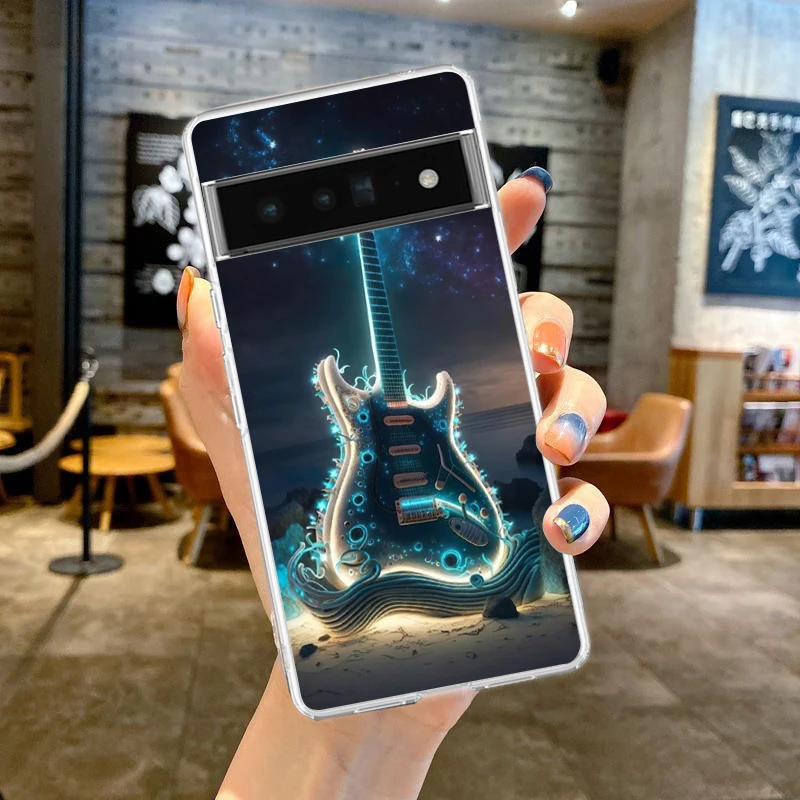 Guitar Music Art Shockproof Transparent Phone Case Cover