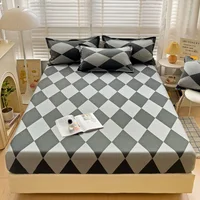 Polyester Cute Bear Bedding Fitted Sheet Elastic Band Around Mattress Cover Twin Full Queen King Bed Cover Protector Bedspread 1