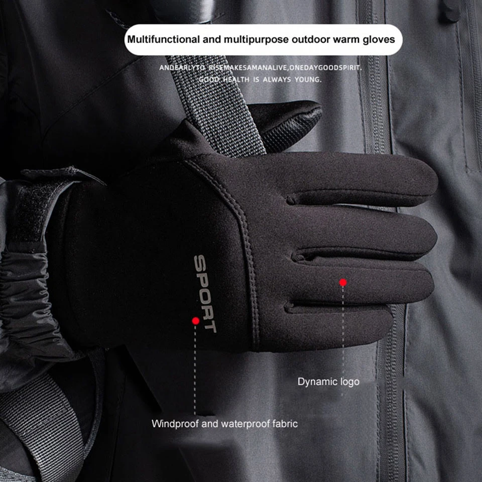 1Pair Winter Warm Riding Gloves, Windproof Sports Gloves, Touch Screen, Motorcycle Gloves, Cold Resistant Gloves, Unisex
