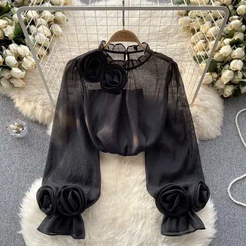新品♡ロージーモンスター petit flower chiffon blouse 門りょうちゃん着用☆XSサイズあり【Glossy/グロッシー