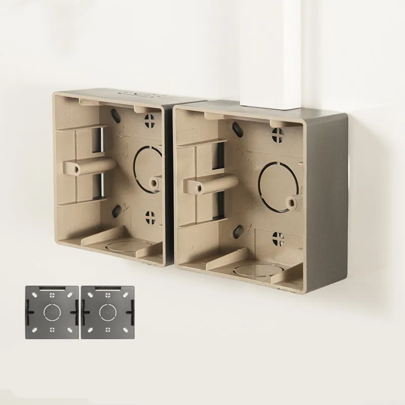 1 Set (2pcs) Wall Mount Switch Box Flame Retardant Plastic 86mm Switch