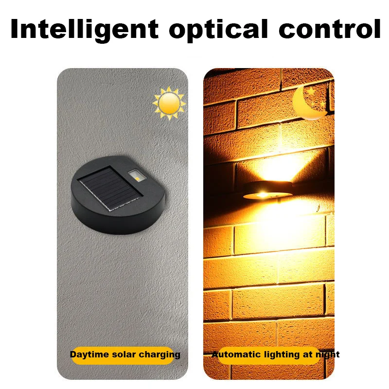 Solar Wall Lights Up and Down Solar Fence Lights Outdoor Waterproof LED for Wall Fence Garden Front Porch