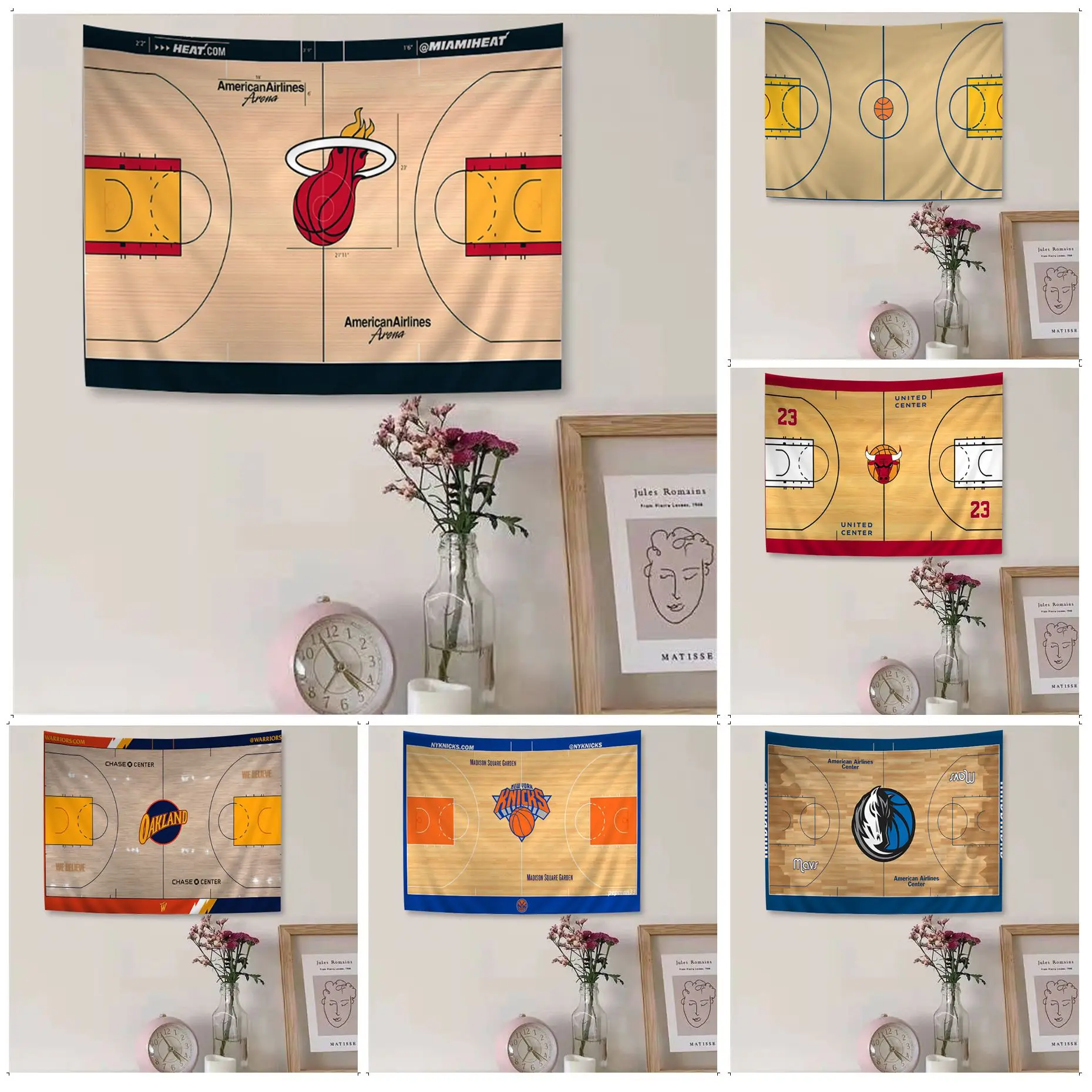 

Basketball Court Pattern Hippie Wall Hanging Tapestries Hippie Flower Wall Carpets Dorm Decor INS Home Decor