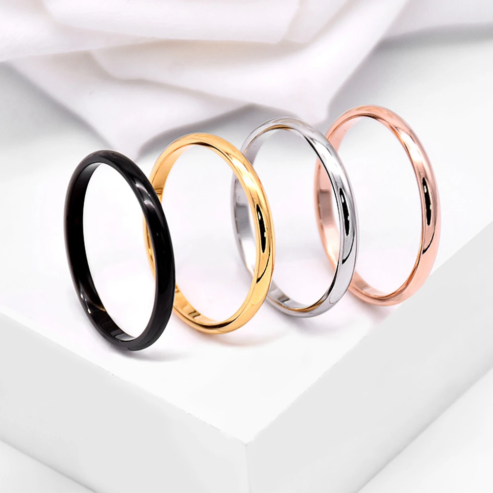 Anillos Beiliwol para mujer, de titanio, acero, negro, dorado