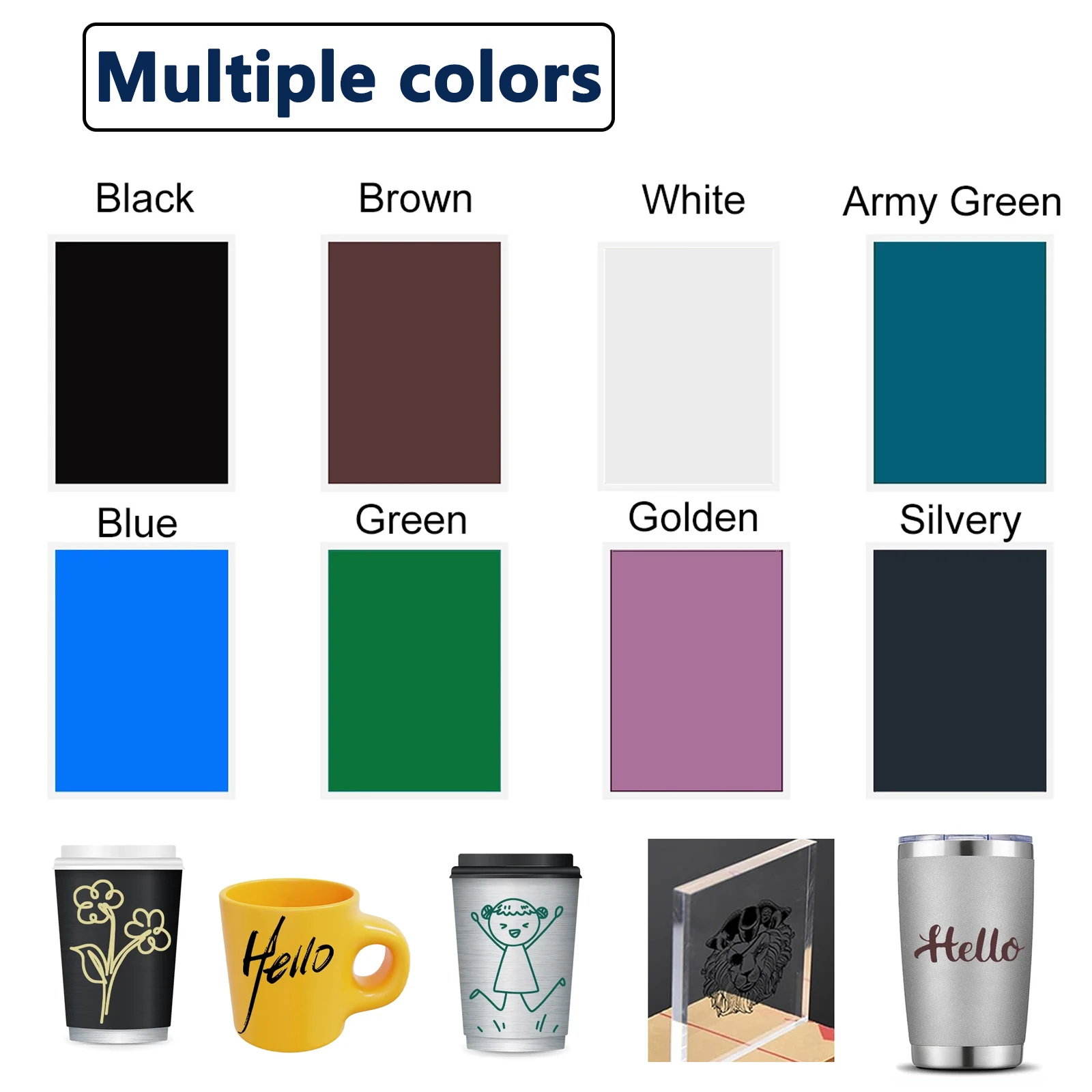 Multi Colored Laser Engraving Marking Paper for CO2 Fiber UV Laser Engraver Machine Tools for Ceramics Glass Crystal Stone Tiles laser engraving paper