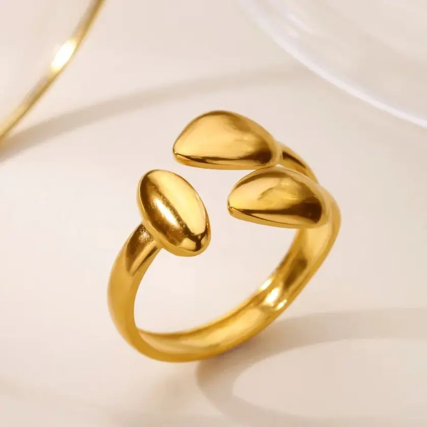 Geometric Waterdrop Rings for Women Gold Color Stainless Steel Joint Ring